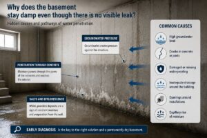 basement stay damp even though there is no visible leak